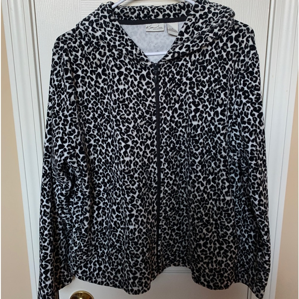 Kim Rogers Lightweight Zip Up Long Sleeve Hoodie Black & White